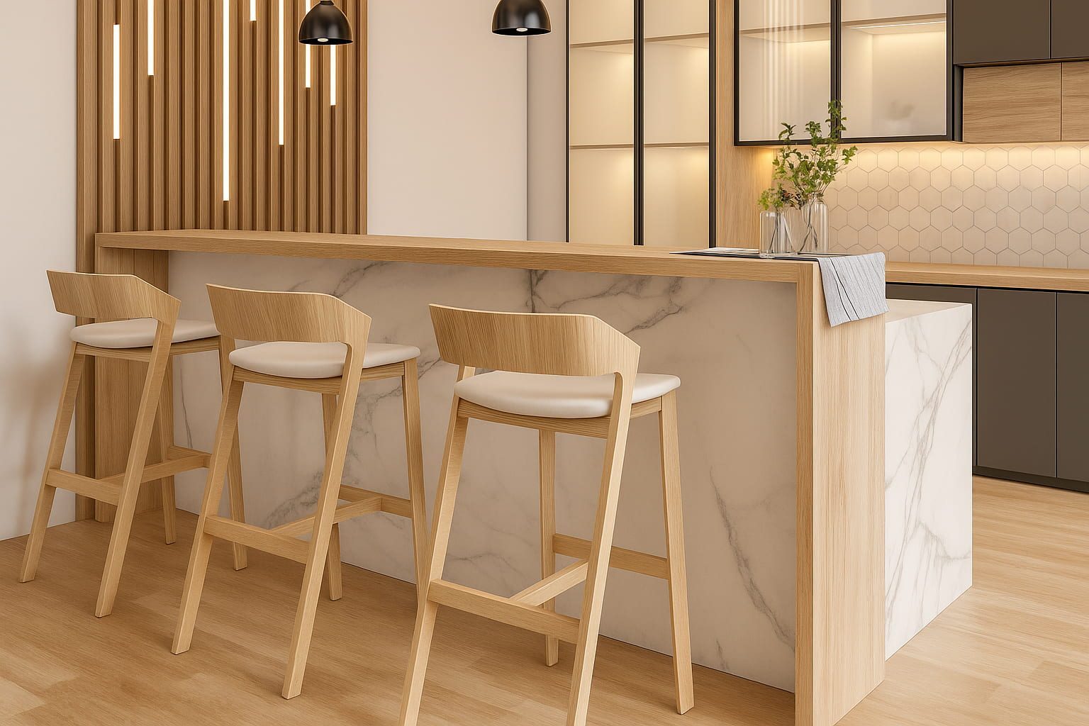 Ambiente remodelado con distribución abierta